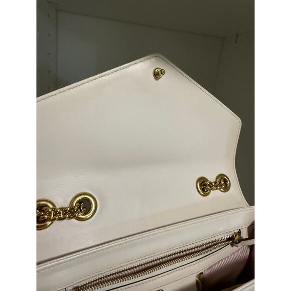 $3999 Gucci Vitello Palmellato Lux Crystal Medium Rajah Shoulder Bag White - Picture 13 of 16